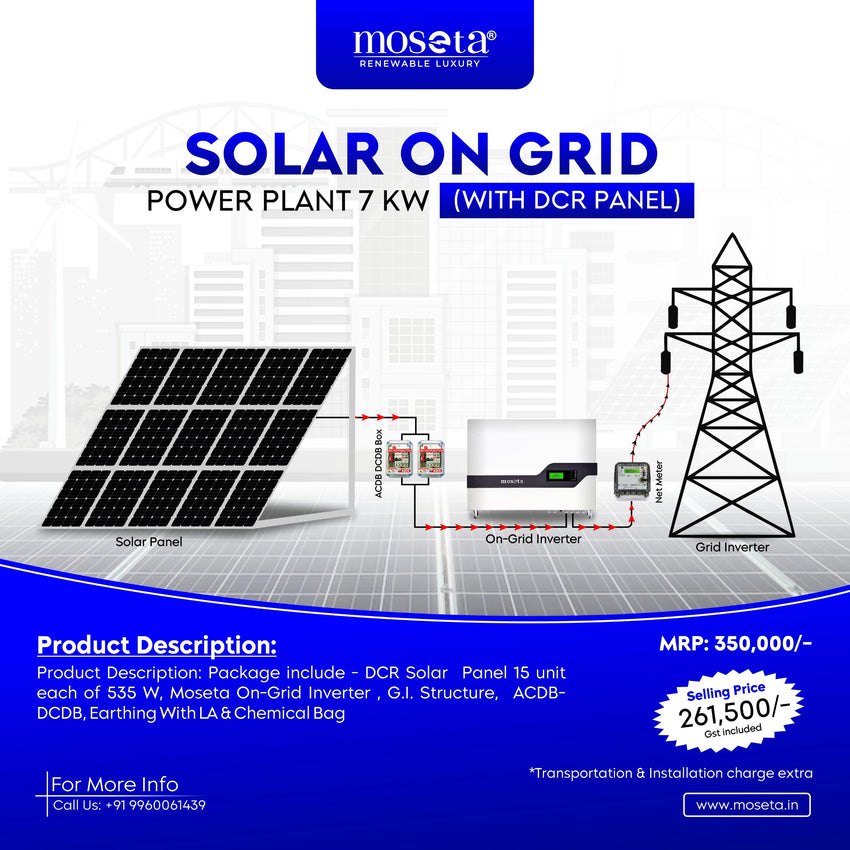 Solar On-Grid Power Plant 7 KW (with DCR Panels)