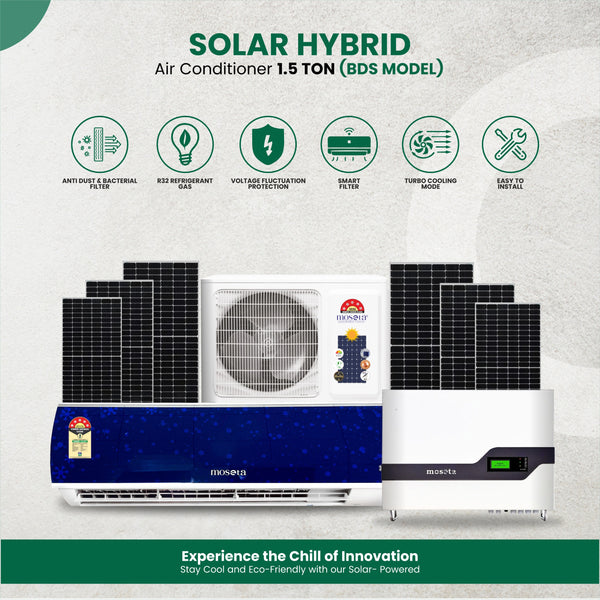 Solar Air Conditioner 1.5 Ton (1XBDS) With Lithium Battery, Inverter & Solar Panel